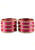 Stone Studded Pink and Golden Bangle Set