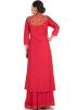 Red Hand Embroidered Kurta With Palazzo