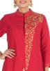 Red Hand Embroidered Kurta With Palazzo