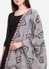 Thread Embellished Cotton Dupatta In Grey