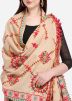 Heavy Thread Embroidered Cotton Dupatta In Beige