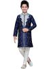 Readymade Navy Blue Art Silk Kids Kurta Pajama