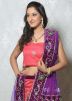 Peach Net Lehenga Choli With Dupatta