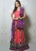 Peach Net Lehenga Choli With Dupatta