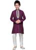 Readymade Purple Brocade Kids Kurta Pajama