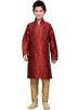 Readymade Maroon Art Silk Kids Kurta Pajama