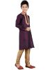 Readymade Purple Brocade Kids Kurta Pajama