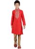 Readymade Red Art Silk Kids Kurta Pajama