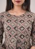 Flared Readymade Printed Chanderi Dress In Grey