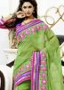 Green Cotton Saree With Blouse