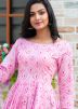 Pink Printed Readymade Cotton Indo Western Dress