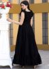 Black Embroidered Gown In Georgette