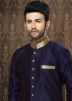 Readymade Dark Blue Art Silk Indo Western Sherwani