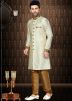 Readymade Offwhite Art Silk Indo Western Sherwani