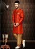 Readymade Orange Art Silk Indo Western Sherwani