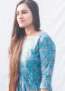 Blue Printed Readymade Tunic In Cotton