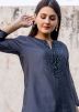 Readymade Blue Chanderi Kurta Set