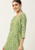 Green Floral Printed Readymade Cotton Kurti