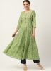 Green Floral Printed Readymade Cotton Kurti