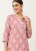 Pink  Readymade Printed Cotton Kurti