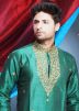 Readymade Green Art Silk Kurta Pyjama