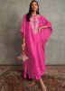 Pink Art Silk Kaftan Style Kurta Set