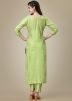 Green Readymade Printed Kurta & Pant