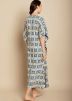 Blue Kaftan Style Kurta Set In Digital Print