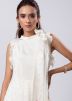 White Embroidered Co-ord Set In Chiffon