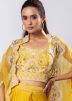 Yellow Embroidered Skirt Set With Jacket