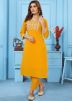 Yellow Embroidered Cotton Kurta Pant Set