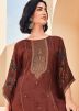 Maroon Readymade Viscose Kaftan In Digital Print