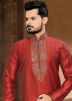 Readymade Red Art Silk Kurta Churidar Set