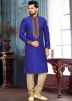 Readymade Royal Blue Art Silk Kurta Churidar Set