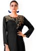 Black Hand Embroidered Cotton Silk Gown