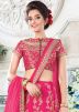 Art Silk Pink A Line Embroidered Lehenga Choli 