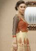 Cream Colored Digital Printed Banarasi Silk Indian Gown