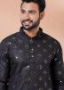 Black Foil Mirror Work Mens Kurta Pajama