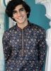 Navy Blue Art Silk Digital Floral Print Kurta Pajama