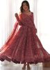 Red Digital Print Anarkali Suit Set