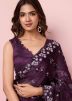 Purple Embroidered Art Silk Saree