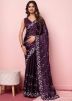 Purple Embroidered Art Silk Saree