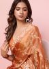 Orange Sequins Work Art Silk Saree