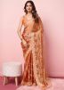 Orange Sequins Work Art Silk Saree