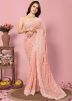 Peach Embroidered Saree In Georgette