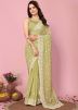 Green Embroidered Saree In Georgette