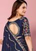 Blue Embroidered Saree With Heavy Blouse