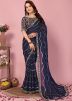 Blue Embroidered Saree With Heavy Blouse