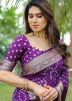 Purple Zari Woven Saree In Dola Silk