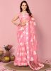 Pink Embroidered Saree In Net